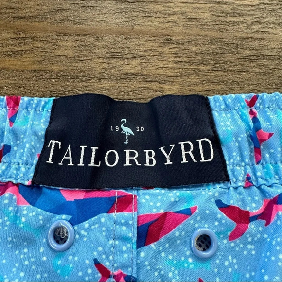 Tailorbyrd Mens XL Blue Shark Camo Print Mesh Lined Swim Trunks Shorts Swimwear - Picture 3 of 4